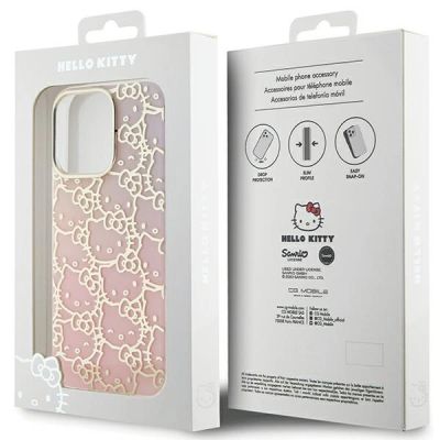 8. Hello Kitty IML Gradient Electrop Crowded Kitty Head Case for iPhone 14 Pro - Pink