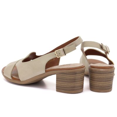 4. Beige Sergio Leone SK578-S women's leather block sandals