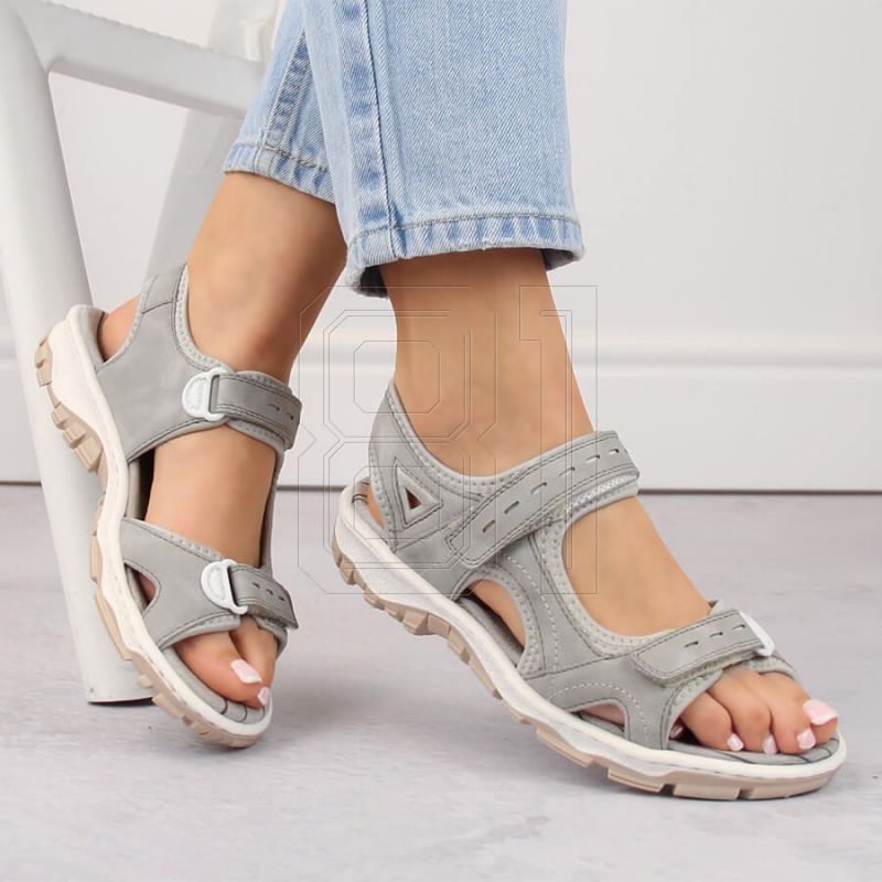 2. Comfortable Rieker W RKR674 gray sandals