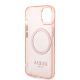 7. Guess GUHMP14MHTCMP iPhone 14 Plus 6.7" pink/pink hard case Gold Outline Translucent MagSafe