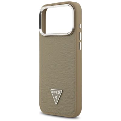 6. Guess Grained Triangle Logo MagSafe case for iPhone 17 Pro Max - brown