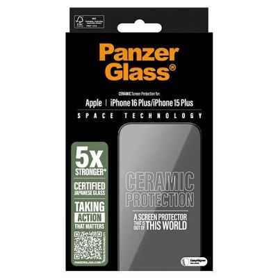4. PanzerGlass Ceramic Screen Protector iPhone 16 Plus 6.7" Ultra-Wide Fit 2855