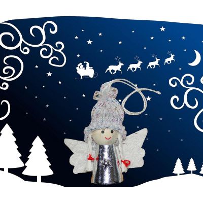 13. CHRISTMAS ANGEL PENDANT SILVER 7CM