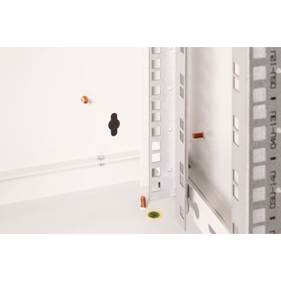 8. Digitus Unique 19" 16U wall-mounted network cabinet 600x450, glass door, gray, undivided, assembled, 100kg
