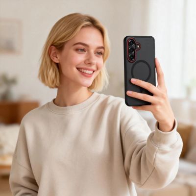 8. Tech-Protect MagCam MagSafe Case for Samsung Galaxy S26+ - Black and Red