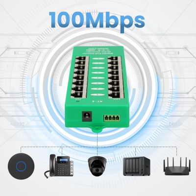 22. Extralink Gigabit PoE Injector 8 Port Active, 8 Gigabit 802.3at/af ports, Mode A