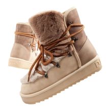 D.Franklin women's winter snow boots, fashionable fur lining, brown beige high