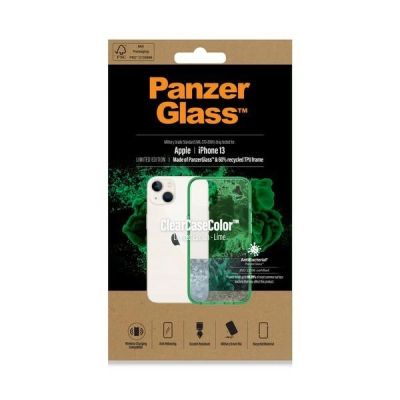 6. PanzerGlass ClearCase antibacterial case with Military Grade certificate for iPhone 13 / 14 / 15 - transparent green