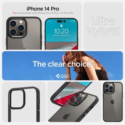 6. Spigen Ultra Hybrid iPhone 14 Pro Case - Matte Black
