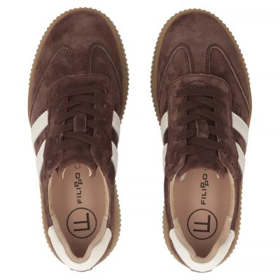 6. Women's brown leather and suede platform shoes Filippo DP6776