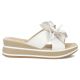 2. Women's leather wedge sandals with a flower, white Filippo DK7636