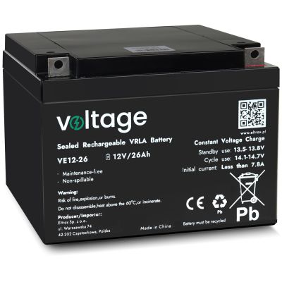 AGM Voltage 12V 26Ah VE12-26 Battery (Lifespan 6-9 years)