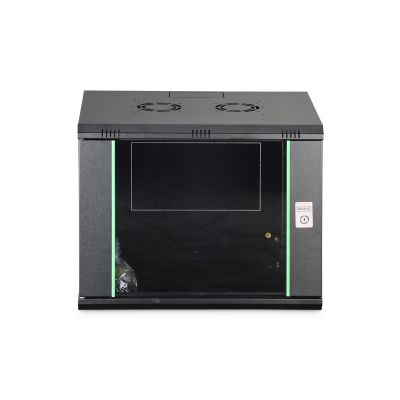 5. DYNAmic 19" 9U wall-mounted network cabinet 600x450, glass door, black, undivided, assembled, 60kg