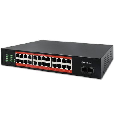 10. Qoltec Network Switch SWITCH Gigabit Ethernet | 24x RJ45 | 2x SFP | 1000 Mb/s