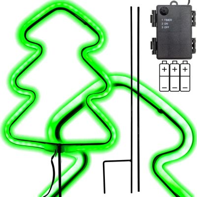 8. NEON CHRISTMAS TREE GREEN 87 LED BATTERY-OPERATED 16x91CM LUCA