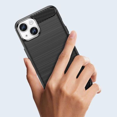 13. Carbon Case iPhone 14 case flexible gel back cover blue