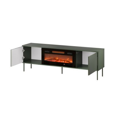 6. EF TV cabinet + black TRESSE fireplace 180x40x54.5 matt green