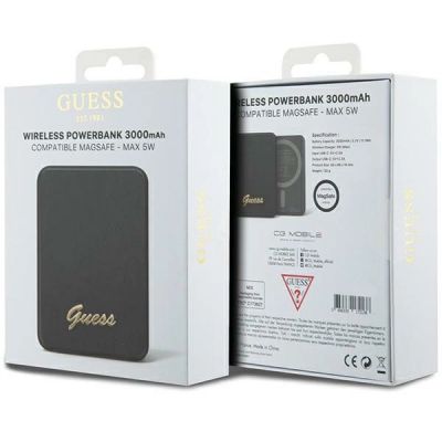 5. Guess MagSafe Metal Script Logo induction power bank 5W 3000mAh - black