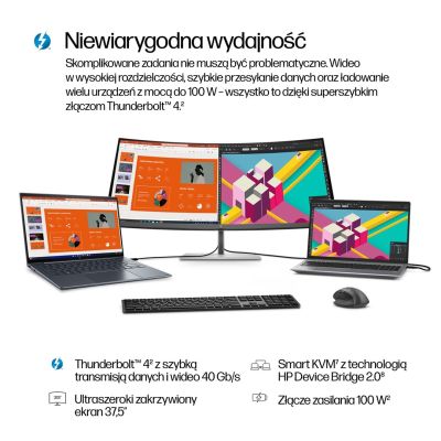 5. HP LED Monitor 37.5” S7 Pro 738pu (8K167AA) Curved IPS WQHD+ HDR400 RJ-45 ThunderBolt 4