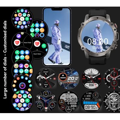 8. Men's Smartwatch Rubicon RNCF18-1 BLACK Bracelet + Strap