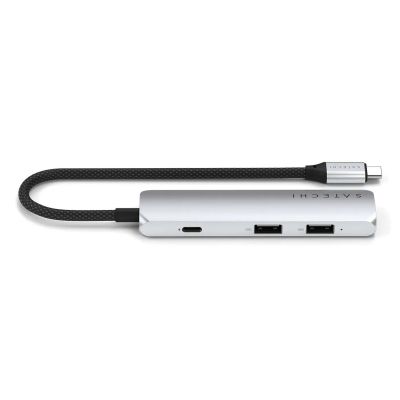 2. Satechi 4-in-1 USB-C Slim Multiport Adapter 4K - Aluminum Adapter for USB-C Mobile Devices (USB-C, 4K HDMI, 2x USB-A) (Silver)