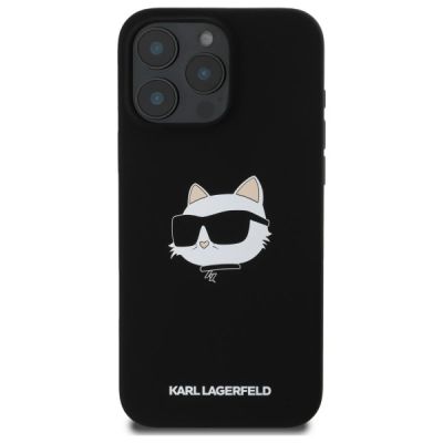 3. Karl Lagerfeld Silicone Choupette Head Print MagSafe iPhone 16 Pro Case - Black