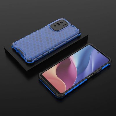 3. Honeycomb Case armor cover with TPU Bumper for Xiaomi Redmi K40 Pro+ / K40 Pro / K40 / Poco F3 blue