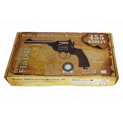 8. WEBLEY MKVI .455 Police revolver, cal. 4.5 mm, Diabolo, 6-shot cartridges, 4" barrel, CO2 Black Ekp do17J