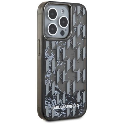 4. Karl Lagerfeld Liquide Glitter Monogram Gradient iPhone 15 Pro Max Case - Black