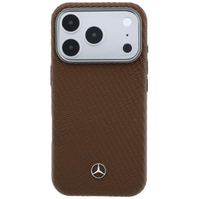 3. Mercedes Leather Semi Wrap Wood Effect MagSafe Case for iPhone 17 Pro Max - Brown