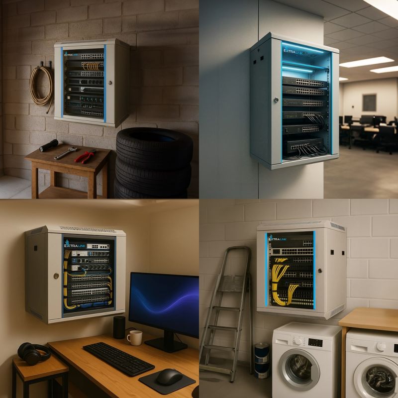 12. Extralink EX.8581 rack cabinet (400mm / 600mm / 600mm; wall-mounted; openable; 19''; grey)