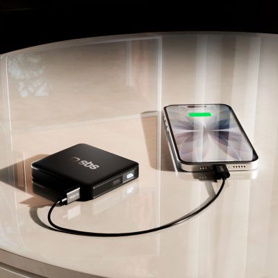 12. SBS HD 10W 5000mAh USB-C Power Bank with LCD Display - Black