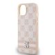 10. DKNY Leather Checkered Mono Pattern & Printed Stripes case for iPhone 15 / 14 / 13 - pink