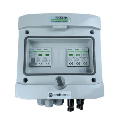 DCAC hermetic IP65 EMITER connection box with Noark 1000V DC surge arrester type 2, 1 x PV string, 1 x MPPT // Noark AC limiter type 2, 16A 1-F