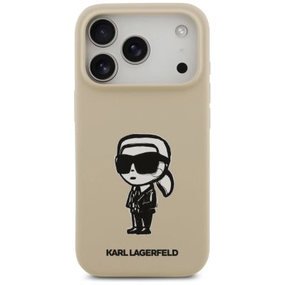 3. Karl Lagerfeld Silicone Karl Sketch & Logo MagSafe Case for iPhone 17 Pro - Brown