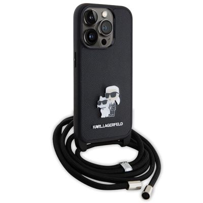3. Karl Lagerfeld Crossbody Saffiano Metal Pin Karl & Choupette case for iPhone 15 Pro - black