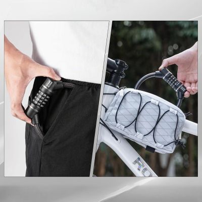 6. Rockbros 87639-4 bicycle lock with code and steel cable - black