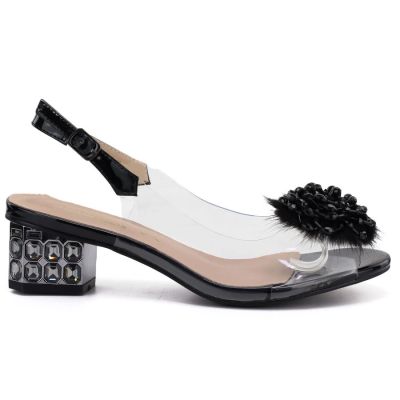 2. Black transparent sandals with a decorative heel D&A MR62-9100