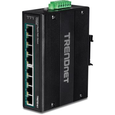 TRENDnet Industrial Switch 8-Port Gbit PoE+ 24-56V DIN-Rail