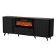 4. VOLARE Sideboard 200 x 39 x 75 cm, black + fireplace