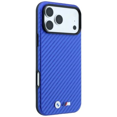 4. BMW M Carbon Metal Logo MagSafe Case for iPhone 17 Pro / 18 Pro - Blue