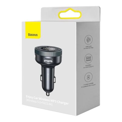 7. Baseus Enjoy FM transmitter car charger LED 2x USB / 3.5mm jack wireless MP3 player Bluetooth 5.0 3.4A black (CCLH-01)