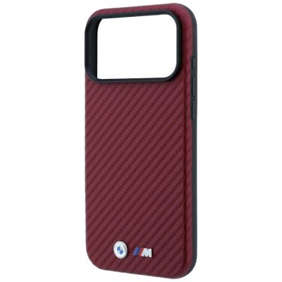 6. BMW M Carbon Metal Logo MagSafe Case for iPhone 17 Pro Max / 18 Pro Max - Burgundy