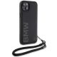 3. BMW Signature Leather Wordmark Cord case for iPhone 15 Plus / 14 Plus - black