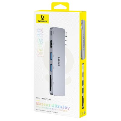 14. Baseus UltraJoy Series 6-in-1 USB-C 40 Gb/s USB 3.0 HDMI 4K USB Hub with SD and microSD Reader - Gray