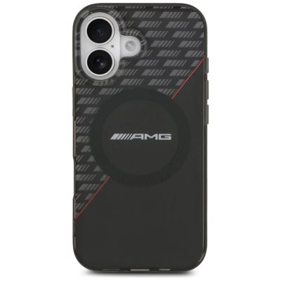 3. AMG Double Layer Transparent Rhombs MagSafe Case for iPhone 17 - Black and Red