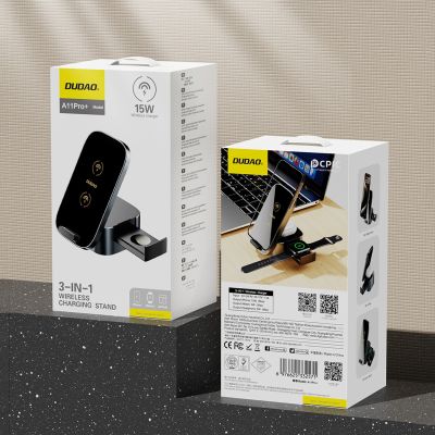9. Dudao A11Pro+ 15W 3in1 Inductive Charger for Phone/Smartwatch/Headphones - Black