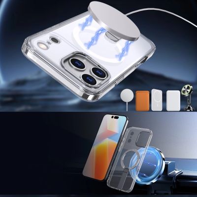 4. Hybrid Armor X Case for Samsung Galaxy S25 FE with Stand Compatible with MagSafe - Transparent
