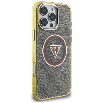 4. Guess IML Metal Glitter 4G Circle Triangle MagSafe Case for iPhone 16 Pro Max - Brown