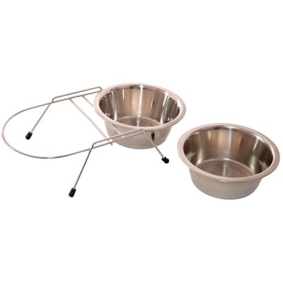 25. DOG AND CAT BOWL STAINLESS STEEL 2x550ML